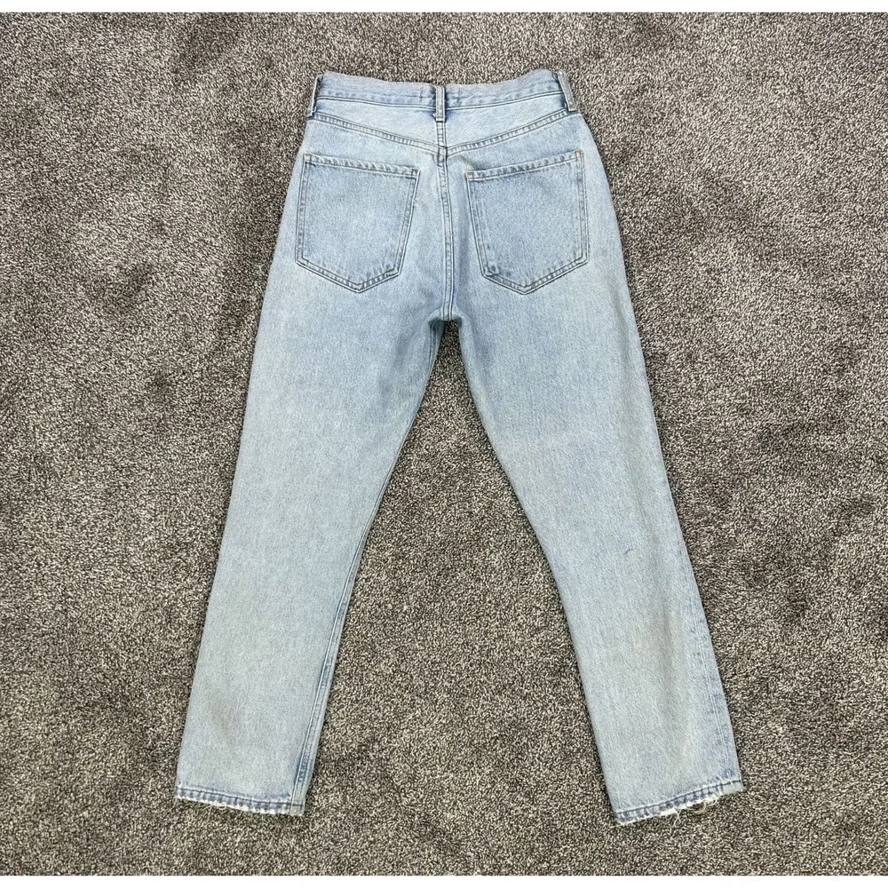 Agolde Womens 25 Riley High Rise Straight Leg Fit Jeans Light Blue Denim Casual - Picture 2 of 13
